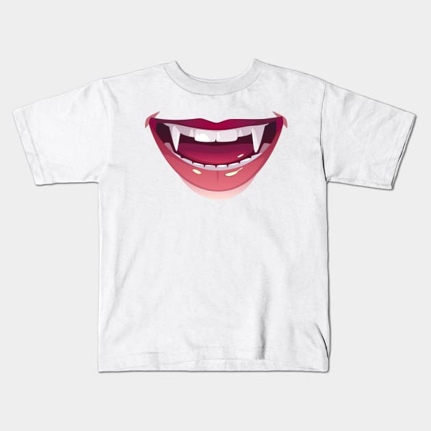 vampire teeth Kids T-Shirt by Full Moon